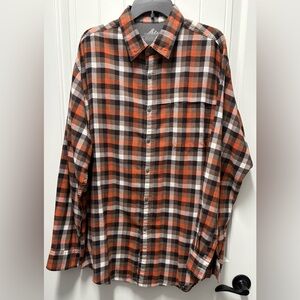 Croft & Barrow Men's Plaid Flannel Shirt in Orange, Brown and White